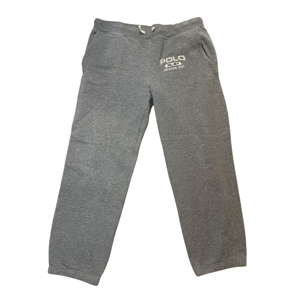 Vintage Polo Jeans Co Ralph Lauren Gray Sweatpants Joggers RL-67 Logo Mens Large - Picture 1 of 8